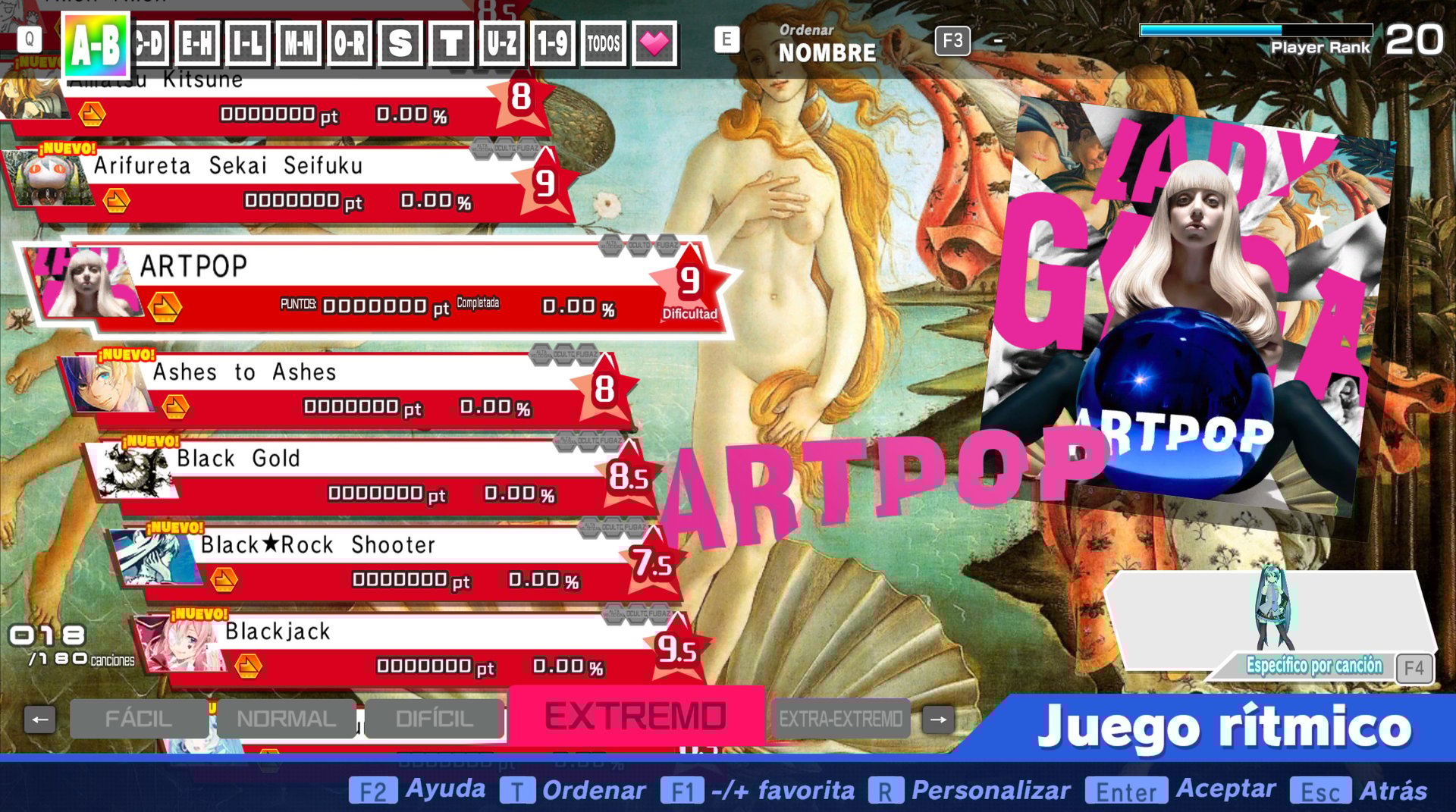 Preview of ARTPOP Extreme Chart