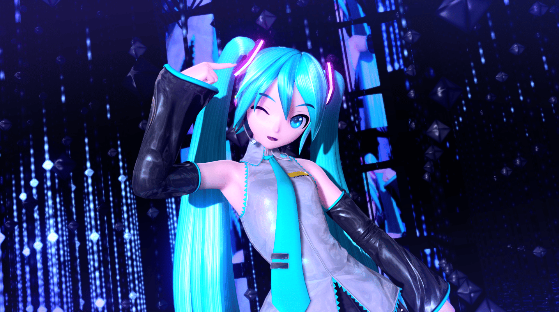 Preview of Anime-like looking Miku (Old glowy spinning clips Miku)