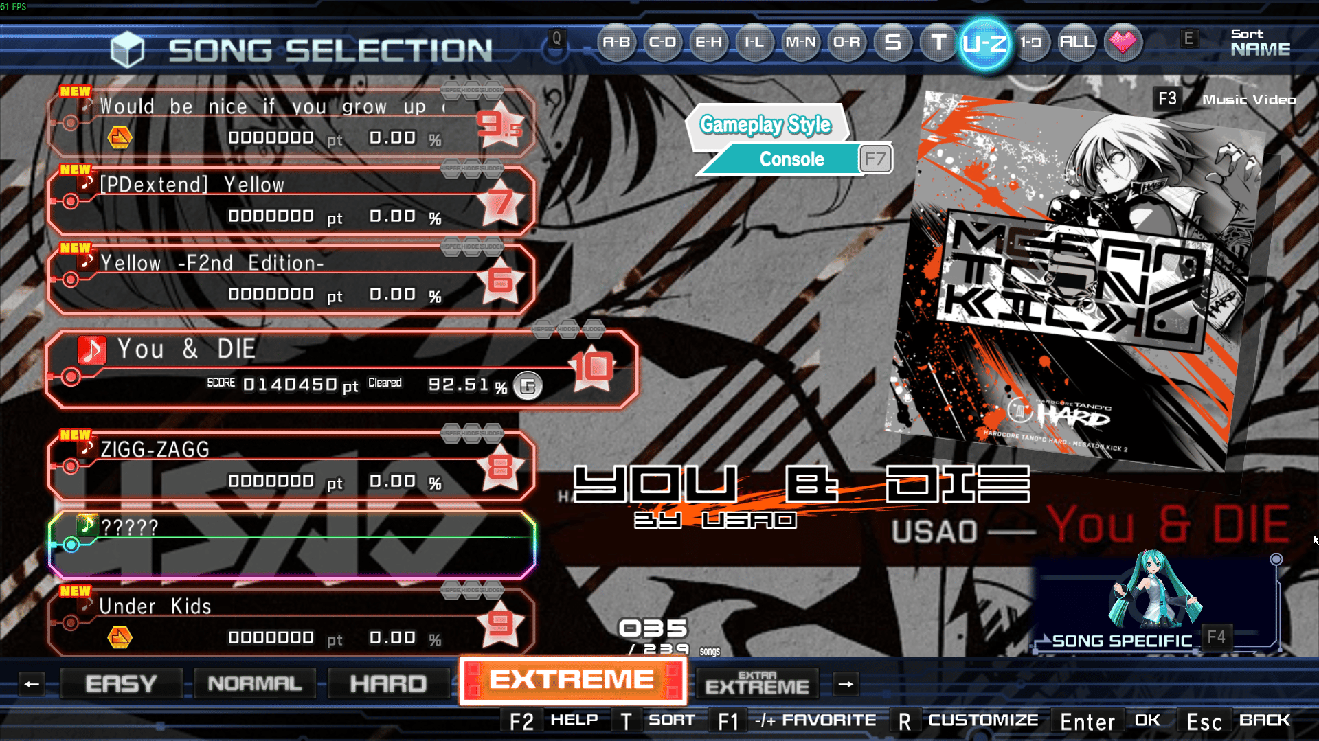 Preview of You & DIE Console Chart